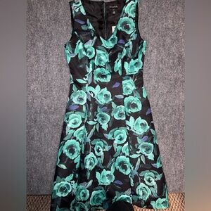 Long Tall Sally Teal and Black Floral Midi Dress